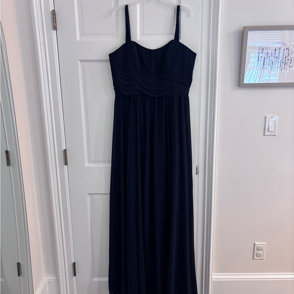 Amsale Navy Chiffon Bridesmaid Dress